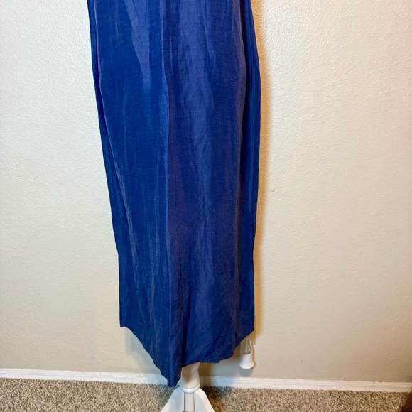 Eileen Fisher Button Up Shirt Dress Sleeveless Linen Blend Blue Size Large - Picture 10 of 14